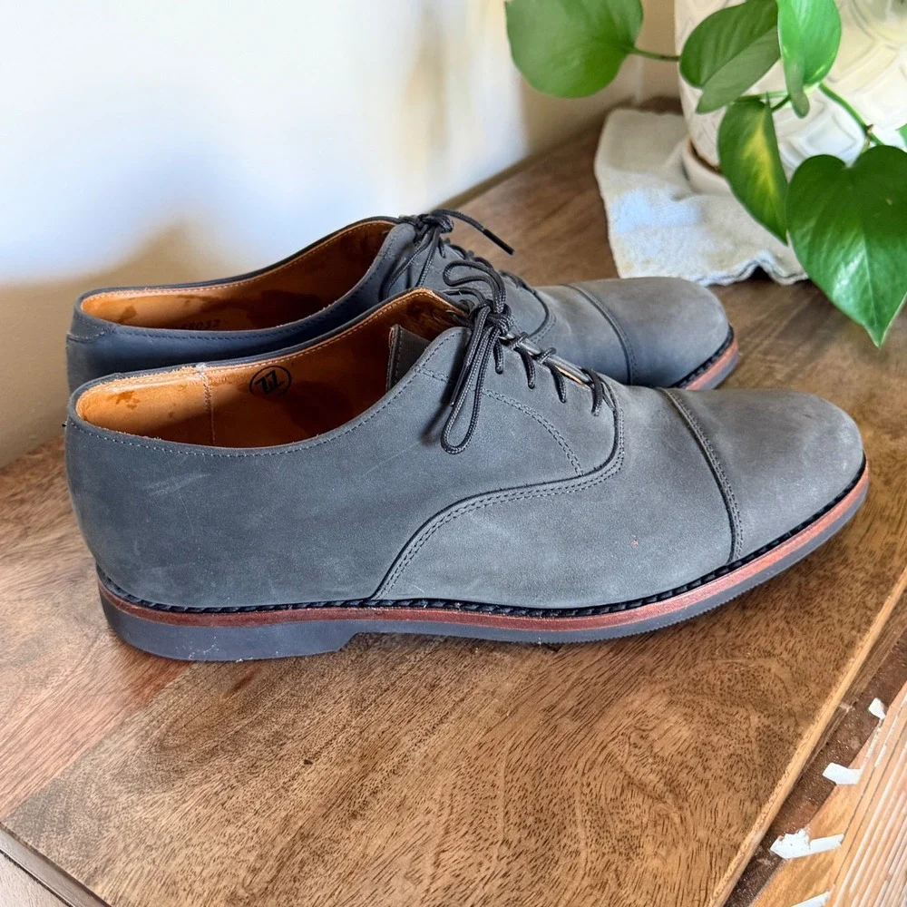 Cole Haan Country Edison Cap Toe Oxfords Mens 9.5D Grey Nubuck USA Made Heritage